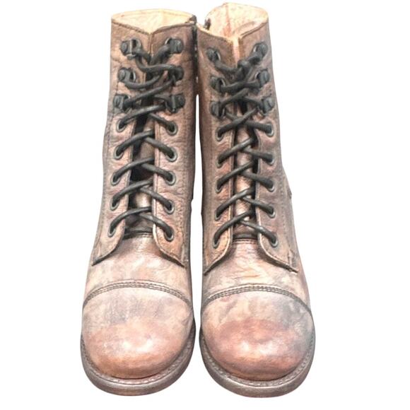 Bed Stu Judgement Combat Boots 6 Cobbler Pinkish Brown Granny Western Grunge USA - Picture 5 of 16